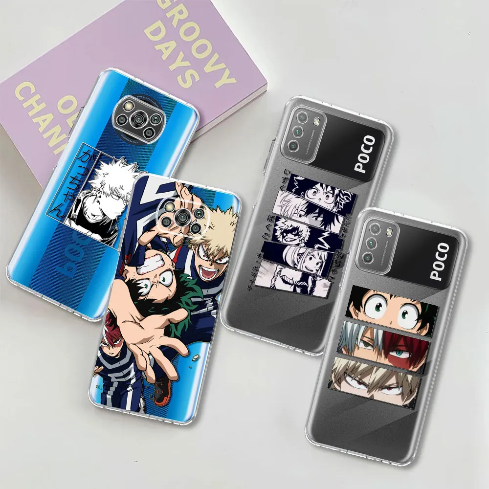 

My Hero Academia Transparent Silicone Case For Xiaomi Mi Poco X3 NFC M3 10T Pro F3 GT F1 X2 F2 11 Lite 9T Note 10 Phone Cover