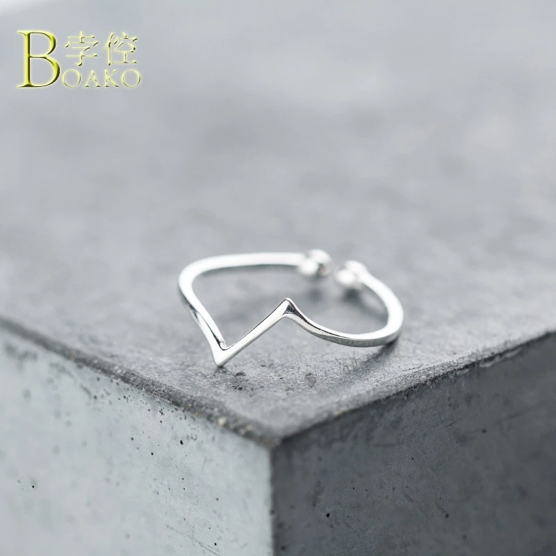 

BOAKO 925 Sterling Silver Rings For Women Engagement Open Adjustable Rings Moon Rose Flower Dainty Ring Girl Gold Finger anel B5