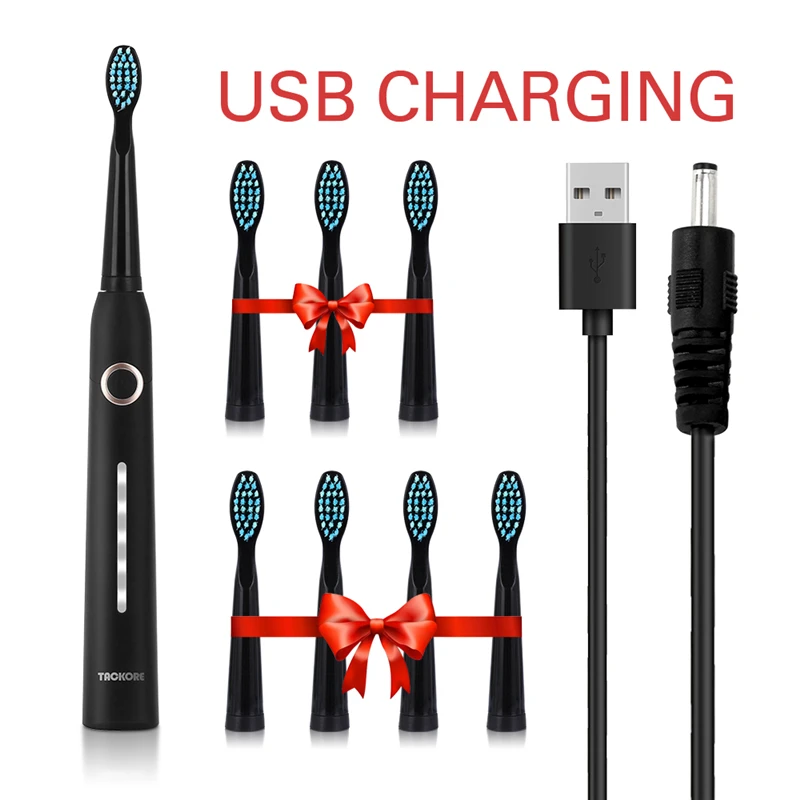 Звуковая электрическая зубная щетка USB перезаряжаемая зубная щетка головки 5 режимов очистки
