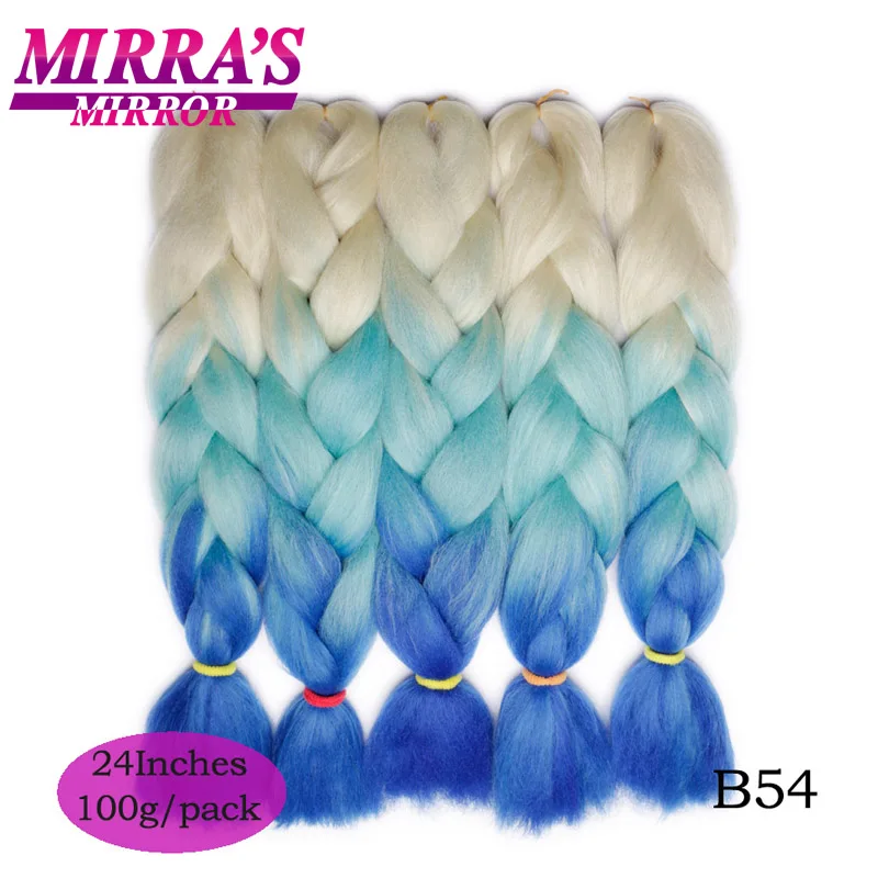 Mirra's Mirror 5 шт., 3 тона, Омбре, огромные косички, волосы для плетения, коричневые синтетические волосы для наращивания, Омбре, вязанные крючком волосы, 24 дюйма, 100 г