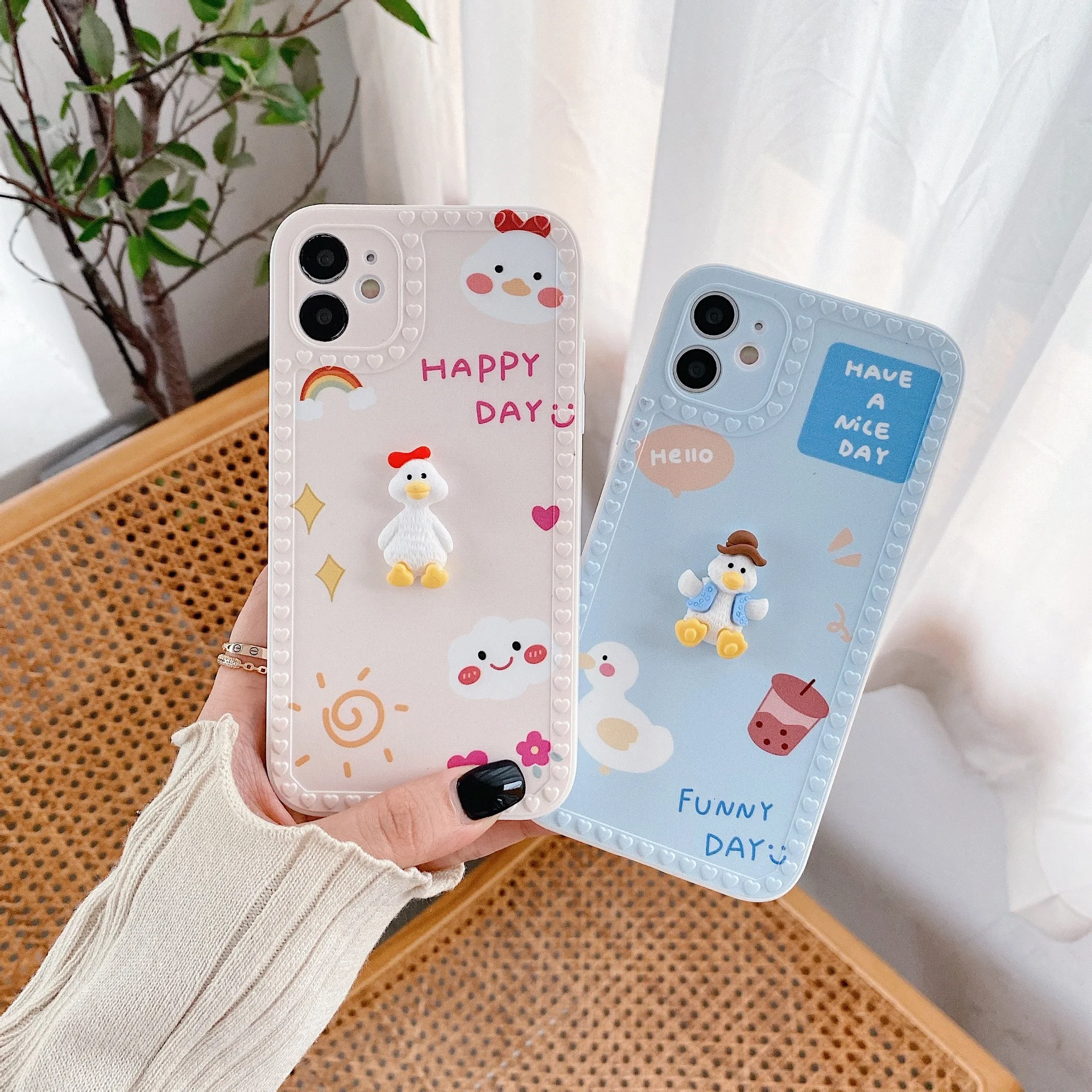 

3D Cute Cartoon Duck Soft Phone Case for iPhone 12 11 13 pro max mini 6 8 7 plus x xs max xr Silicone Back Cover