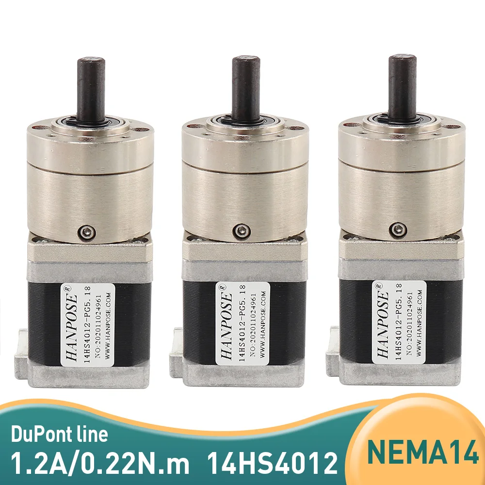 

3 шт. шаговый двигатель nema14 14HS4012-PG ратио5.18: 1, планетарный редуктор, экструдер, Шестеренчатый шаговый двигатель для фрезерного станка с ЧПУ
