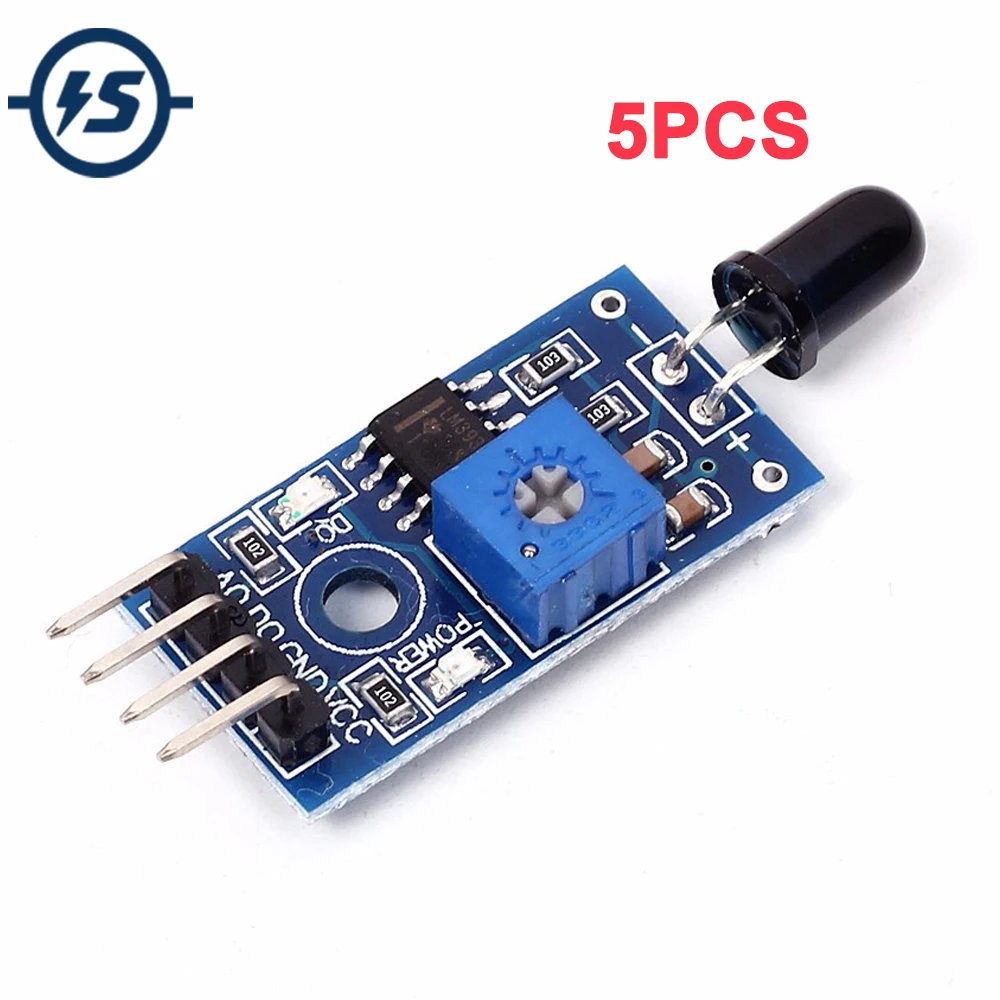 5 шт. LM393 4 Pin ИК обнаружения Сенсор модуль пожарный извещатель инфракрасный