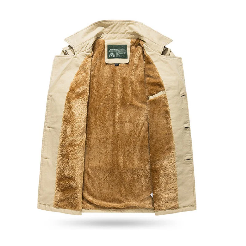 

Winter Jacket Men Brand Clothing Male Coat Slim Fit size Plus Thick Velvet Warm Cotton Military Outerwear Long Trench Classic