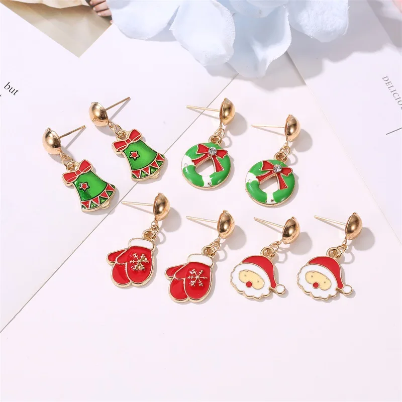 

ZN New Halloween Christmas Earrings Christmas Tree Snowflake Antelope Santa Claus Earrings For Women Girls jewelry accessories