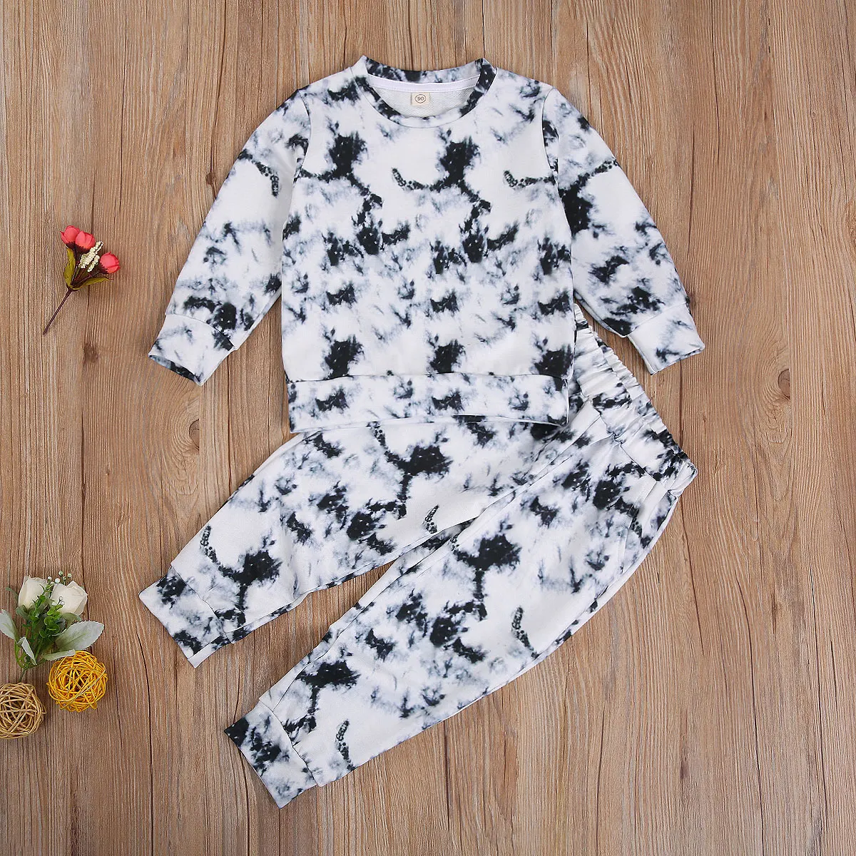 

2020 Infant Baby Girls Boys Clothing Set Long Sleeve Tie Dye Print Pullover Top + Long Pants Set Children Fall Clothes Sets 2-7T
