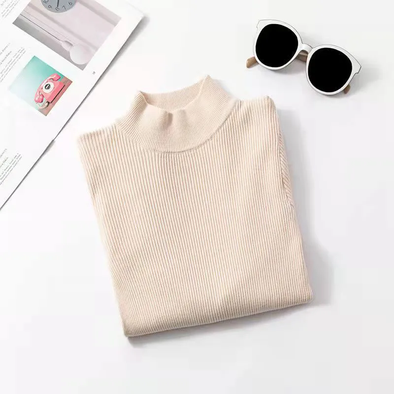 

Lucyever Basic Tight Women's Sweaters and Jumpers 2021 Winter Korean Long Sleeve Slim Fit Tops Female Wild Solid Bottom Sweaters