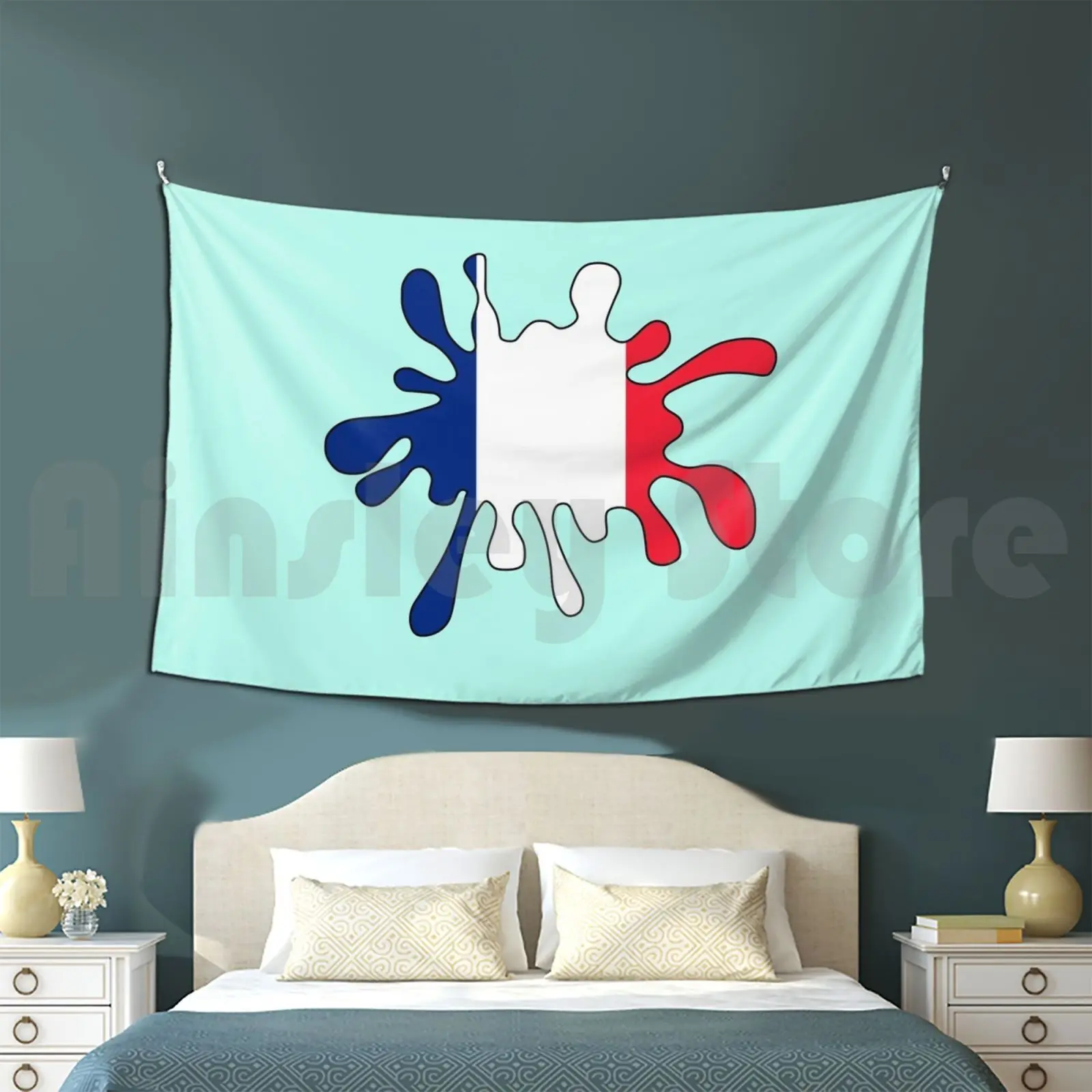

France Flag Paint Splat Customized Tapestry France French France Flag French Flag