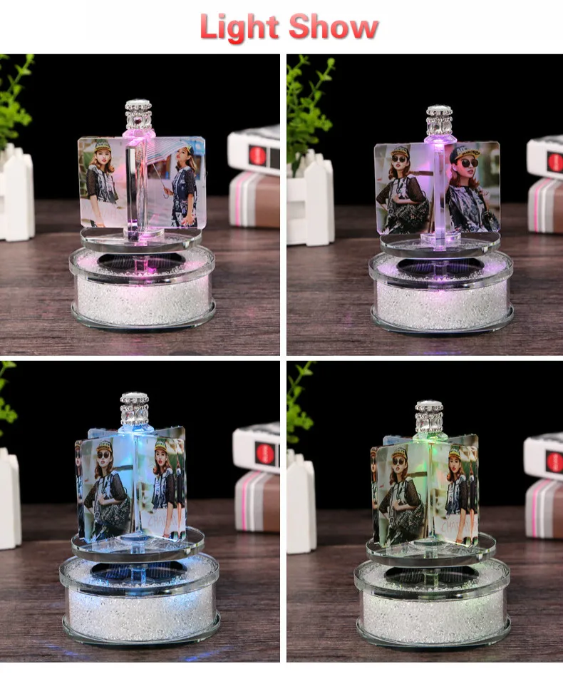 Customized Rotating Windmill Photo Frame Exquisite Crystal Wedding Glowing Frame for Diamond Painting Picture Car Decor Gift New