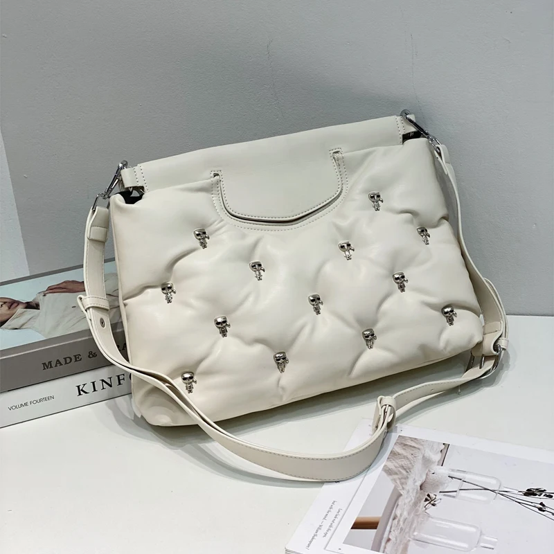 

Модный вместительный клатч с заклепками, дизайнерские женские сумки, роскошная сумка через плечо из искусственной кожи, пуховая хлопковая ...