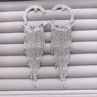 fashion hot selling womens high end zircon crystal semicircular tassel earrings luxury wallace earrings party wedding gifts