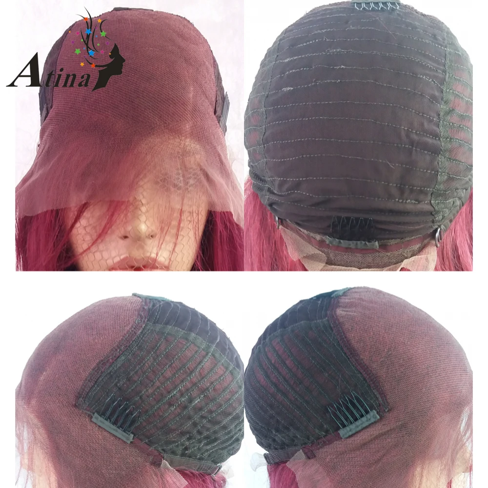 Предварительно выщипанные 13x6 человеческие волосы парик Remy Кудрявый красный цвет