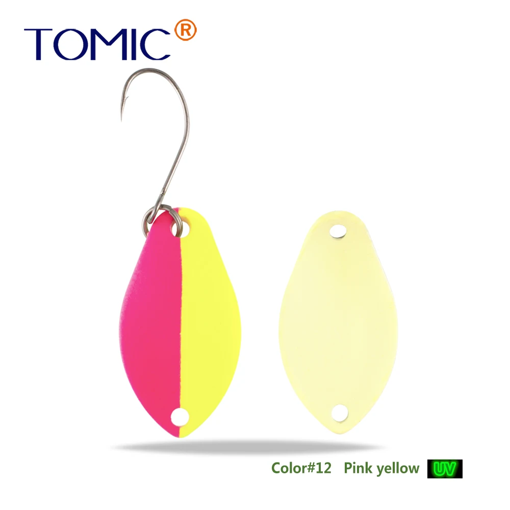 pink yellow Томик 2 г микро рыболовные приманки латунные форели ложки металлические приманки воблер форель зона pesca Спиннер приманка - Цвет: pink yellow