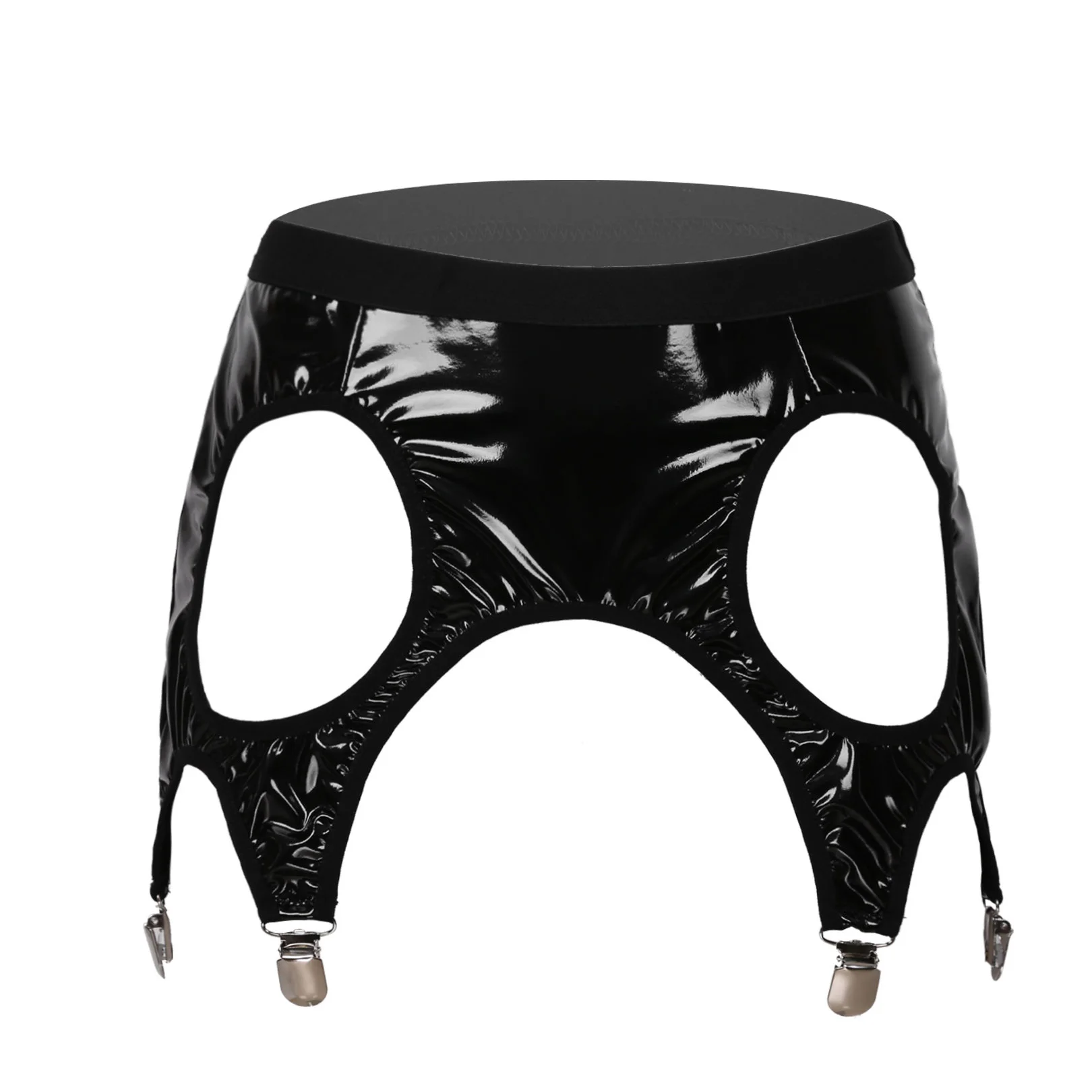 

Пояс для чулок женский из лакированной кожи, пикантное нижнее белье, эластичный пояс с завышенной талией, эротические подвязки с металличес...