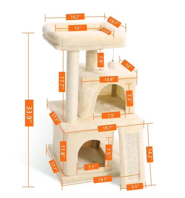 AMT0014Beige Домашняя кошка дерево Роскошная кошачья башня с двойным Condos вместительный окунь полностью обернутый Когтеточка сизаля и замена - Цвет: AMT0014Beige