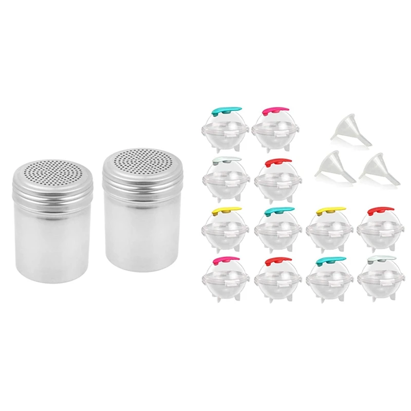 

2PCS Dredge Shakers 10 Oz With 12PCS Shape For Round Jumbo Ice Round Ice Ball Shape Ice Balls 3D Ice Ball Mould