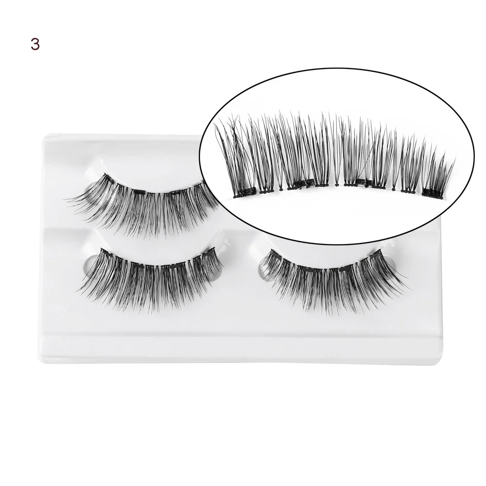 4PCS Handmade Four Magnets Cross Wispy Full Coverage False Eyelashes No Adhesive Needed Magnetic Eye Lashes Eye Makeup Tools