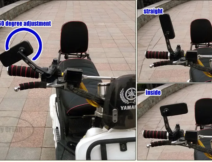 

Free shipping, Scooters Motorcycle Rearview Mirrors aluminum rod scooter easy to install 360 adjustment