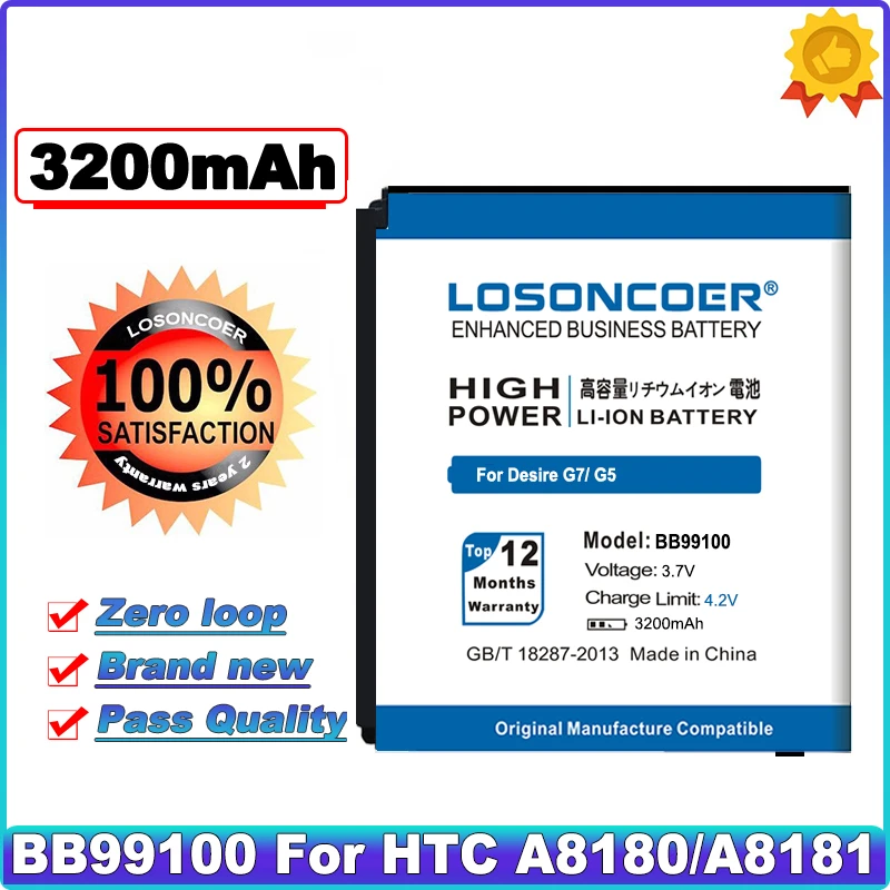 Аккумулятор LOSONCOER BB99100 3200 мАч для HTC Desire G7 A8181 A8180 Dragon G5 T8188 T9188 A8183 NEXUS ONE|Аккумуляторы