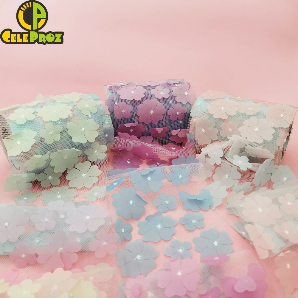 Тюль с цветочной вышивкой 10 см 12 см|Ленты для шитья| |