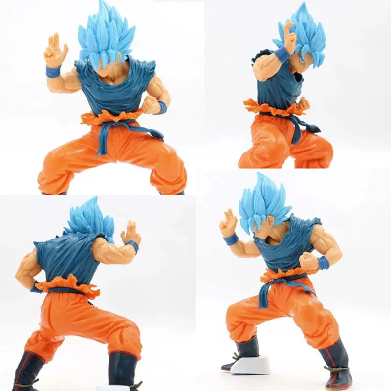 Dragon Ball Z Goku Figure Toy 20th Anniversary  Blue Hair Goku Super Saiyan Figure Battle Form Model Decoration Holiday Gift