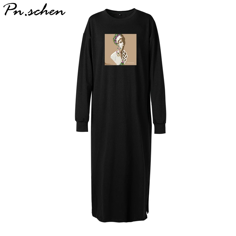 

Long Maxi Dress Plus Size Cotton Black Harajuku Spring Autumn For Women Xxl 3xl 4xl 5xl 6xl 7xl Loose Casual Oversized Dresses