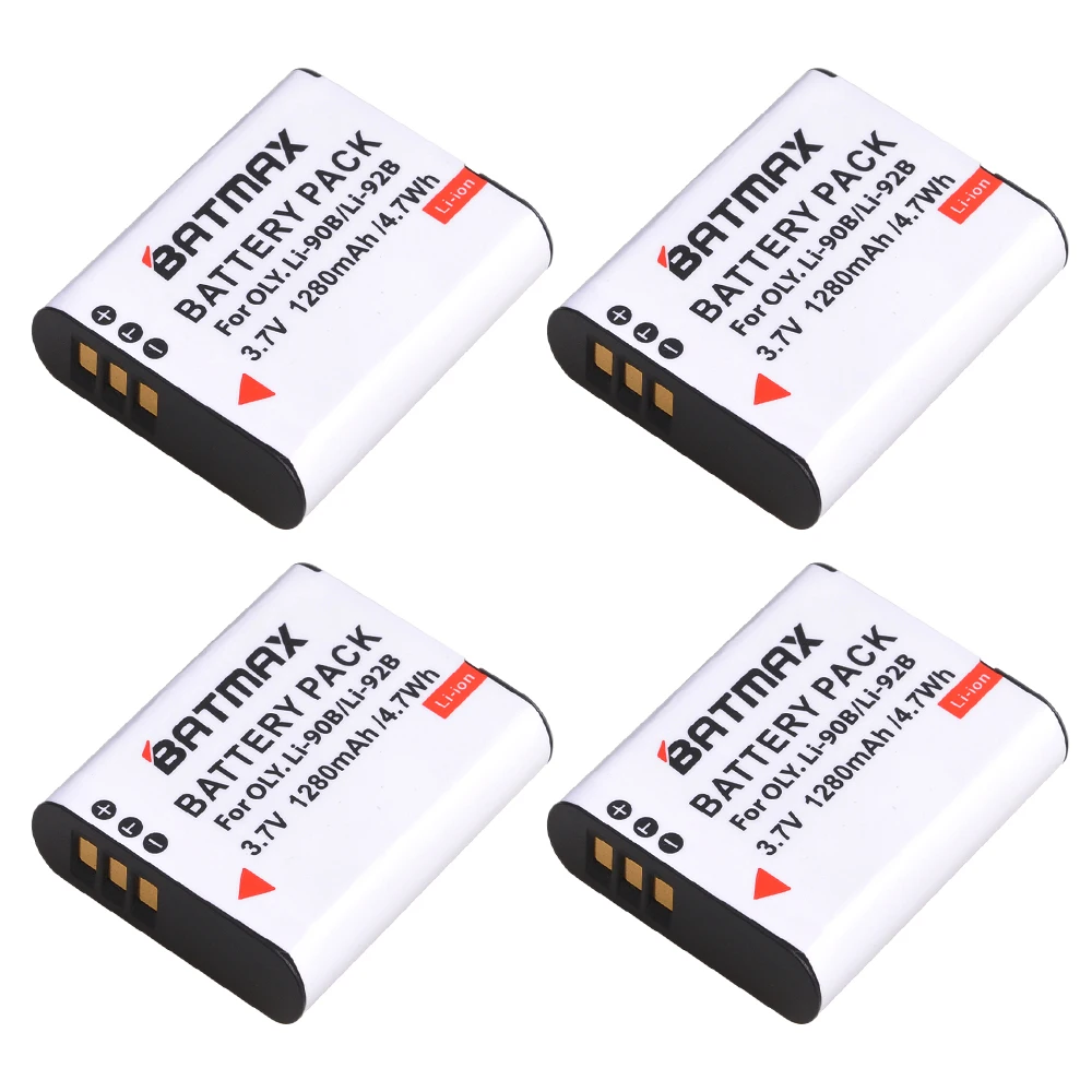 4 Pcs 1280 мА/ч, LI-90B LI ion аккумулятор 90B LI90B LI-92B Камера аккумулятор для Olympus жесткая TG-5 TG-Tracker SH-1 молодых мам SH-2 SP-100 IHS жесткая TG-1 iHS TG - Цвет: 4 Pcs