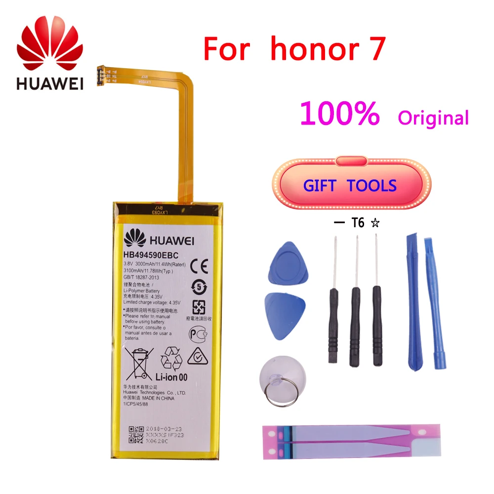 100% Оригинальный HB494590EBC 3000 мАч Перезаряжаемый для Huawei Honor 7 Glory PLK TL01H ATH AL00 AL10
