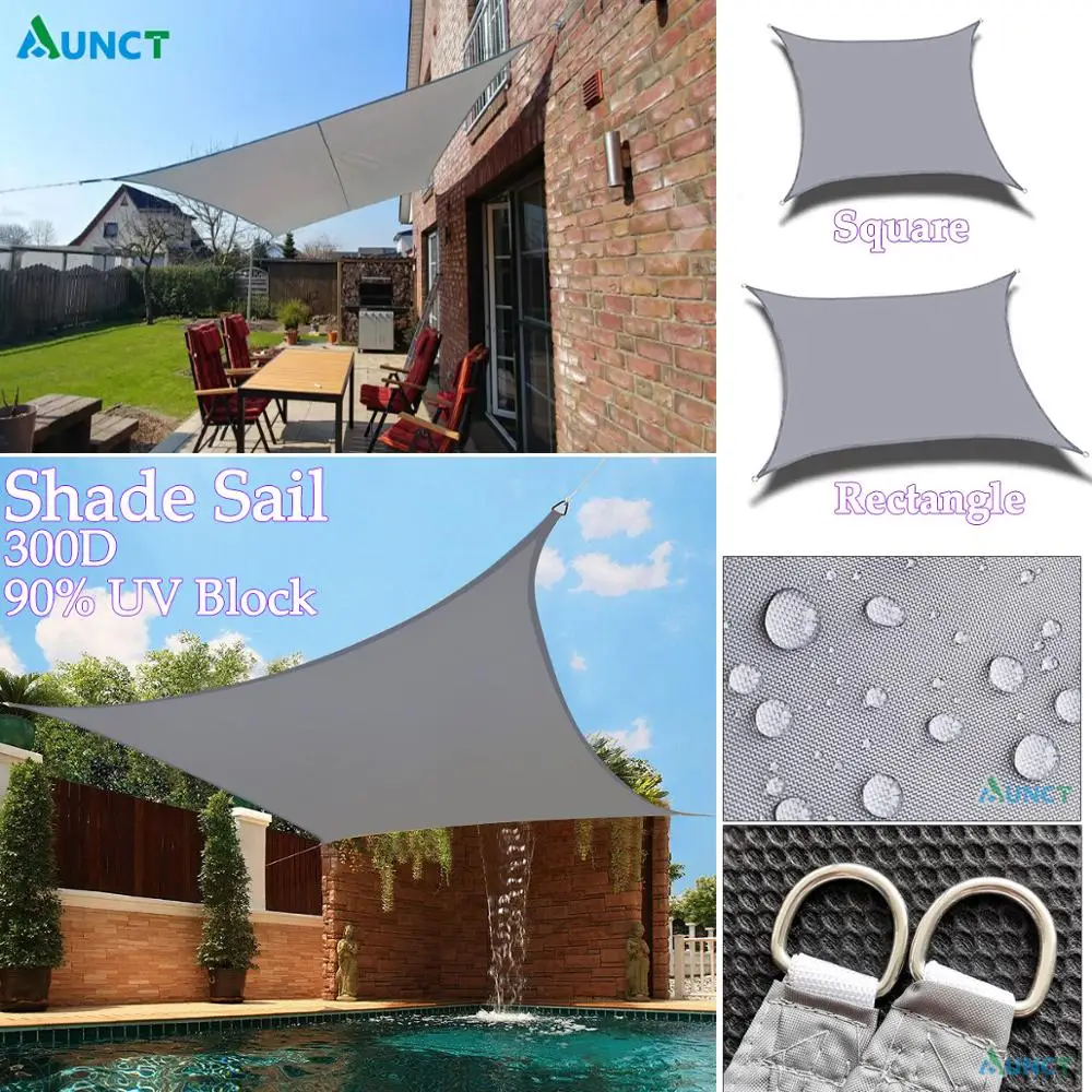 

300D Waterproof Polyester Square Rectangle Shade Sail garden terrace Canopy swimming Sun shade Camping Hiking Yard sail awning