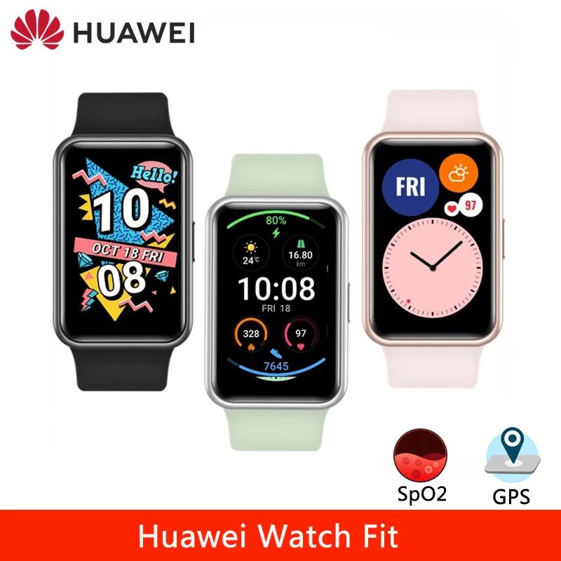 

Original HUAWEI Watch FIT Smartwatch Quick-Workout Animations GPS Blood Oxygen 10 Days Battery Life Gift Watch Global Use
