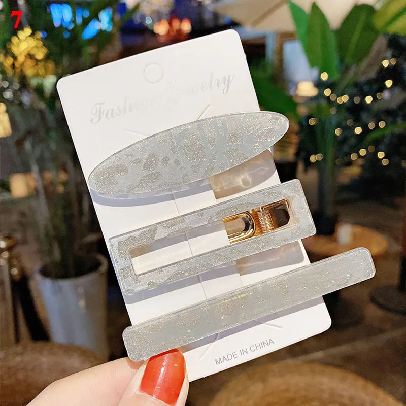 

Elegant Korean Side Clip Colorful Sweet Fashion Shiny Acetate Hairpins Female Geometric Hairpins Barrettes Girls Hairgrips