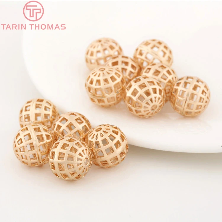 

6PCS 12MM 24K Champagne Gold Color Plated Brass Round Spacer Beads Bracelet Beads High Quality Diy Jewelry Accessories
