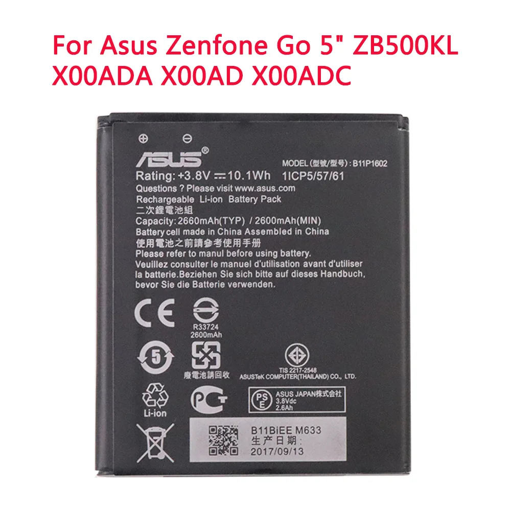 

Для ASUS B11P1602 2600 мАч Новый аккумулятор для Asus Zenfone Go 5 "ZB500KL X00ADA X00AD X00ADC батарея для мобильного телефона