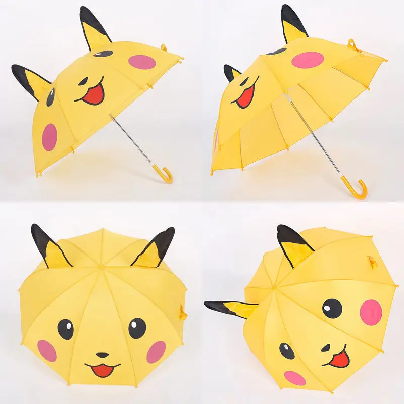 Зонт с милой прямой ручкой, детский подарок на заказ, Pokemon go Pikachu, детский желтый складной длинный зонтик