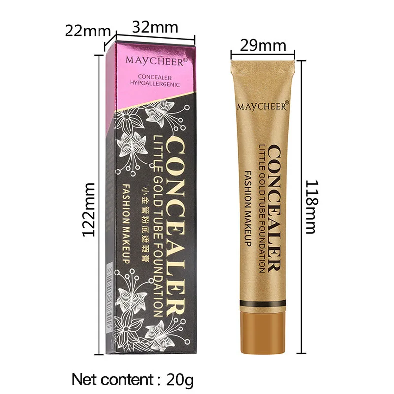 

Small Gold Tube Foundation Concealer Cream 20ml Naturally Docile Anti-smudge Long-lasting Not Makeup Removing Foundation