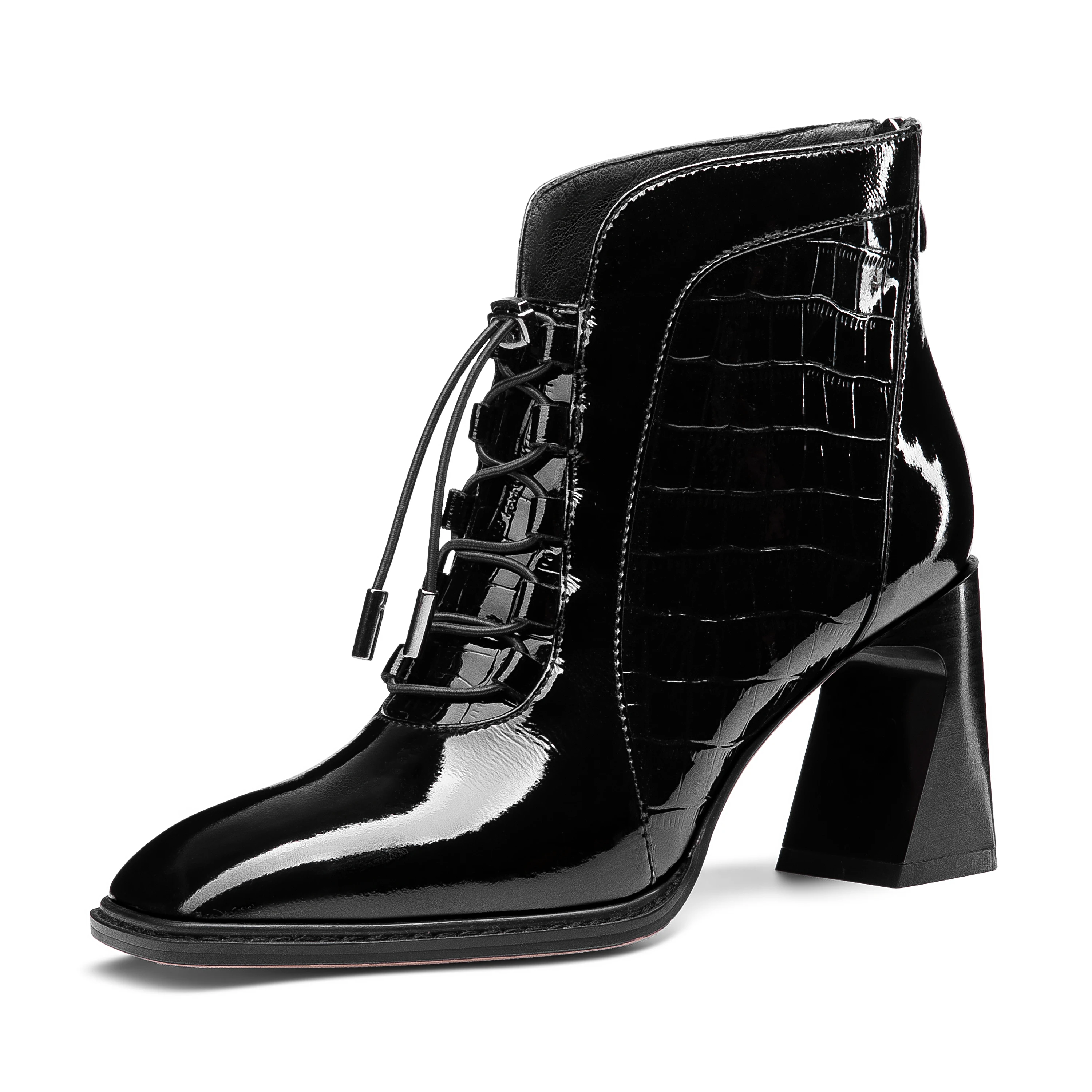 Beli MoonMeek 2020 Berkualitas Tinggi Sepatu Bot Kulit Asli Sepatu Bertumit Tinggi Dan Tebal Square Toe Sepatu Wanita Hitam Merah Anggur