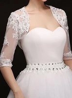 wedding jackets lace front open cap sleeve bridal boleros white ivory shawl wrap appliques bride jacket