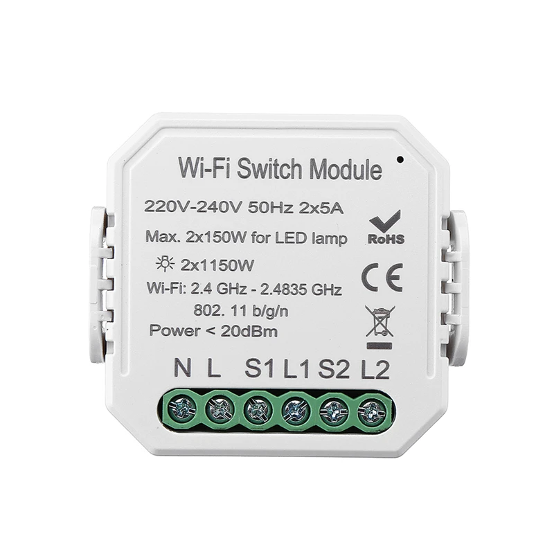 MoesHouse 2 банды 2 способ Wi-Fi дистанционный переключатель освещения Diy выключатель модуль Smart Life приложение дистанционное управление работа с Alexa Google Home