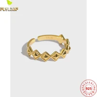 18k gold plating wavy rhombus open rings for women 925 sterling silver platinum plating ring femme fine jewelry