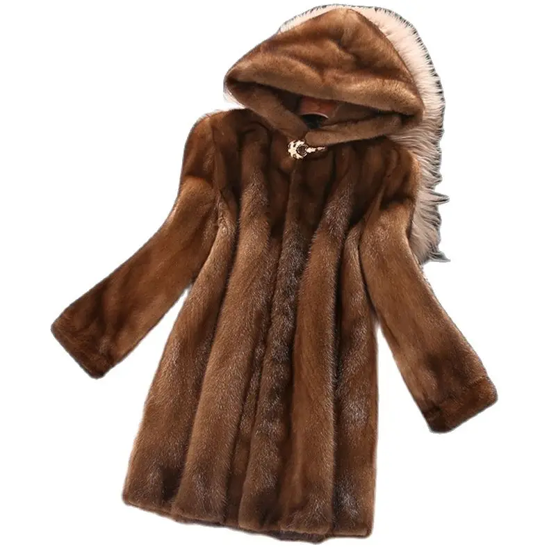 Женское зимнее пальто с капюшоном средней длины | Женская одежда