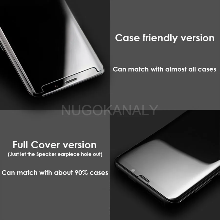 УФ жидкое 3D изогнутое закаленное стекло с полным клеем для Samsung Galaxy S8 S9 S10 Plus Note 10 8 9