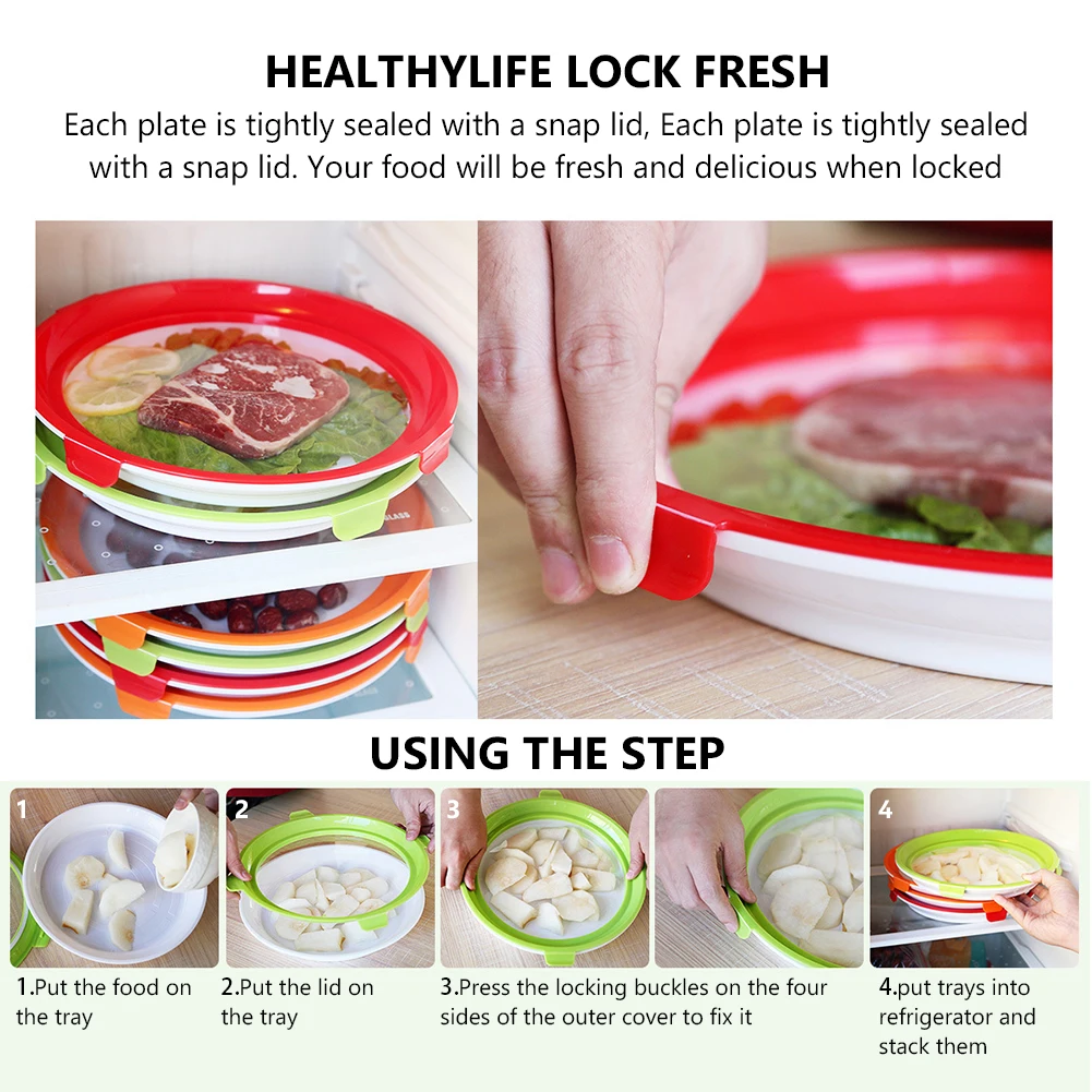 

4/8pcs Elastic Fresh Keeping Food Storage Container Spacer Kitchen Preservation Stackable Refrigerator Tray Storage Organizer