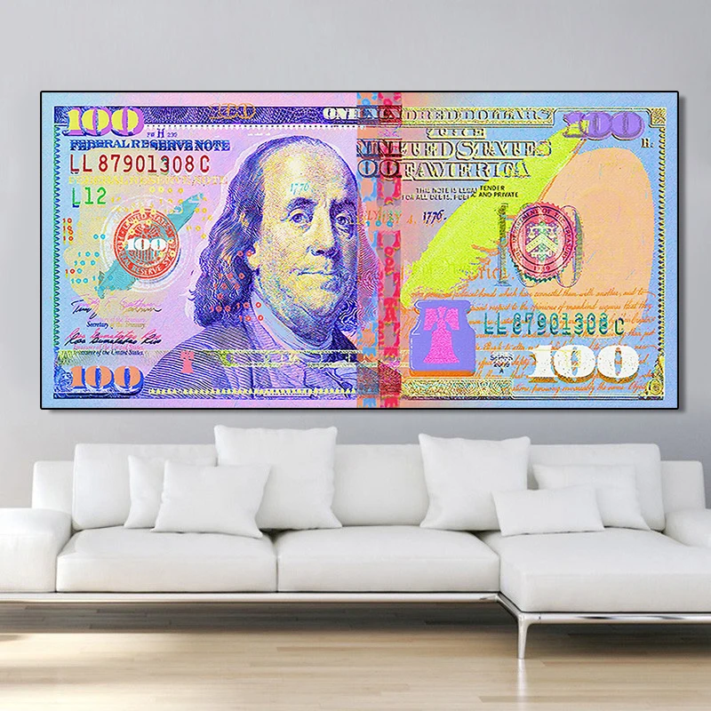 Красочная абстрактная картина с изображением доллара и Билла современные