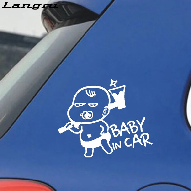 Langru Милый Забавный ребенок мальчик в автомобиле на борту Автомобильная наклейка