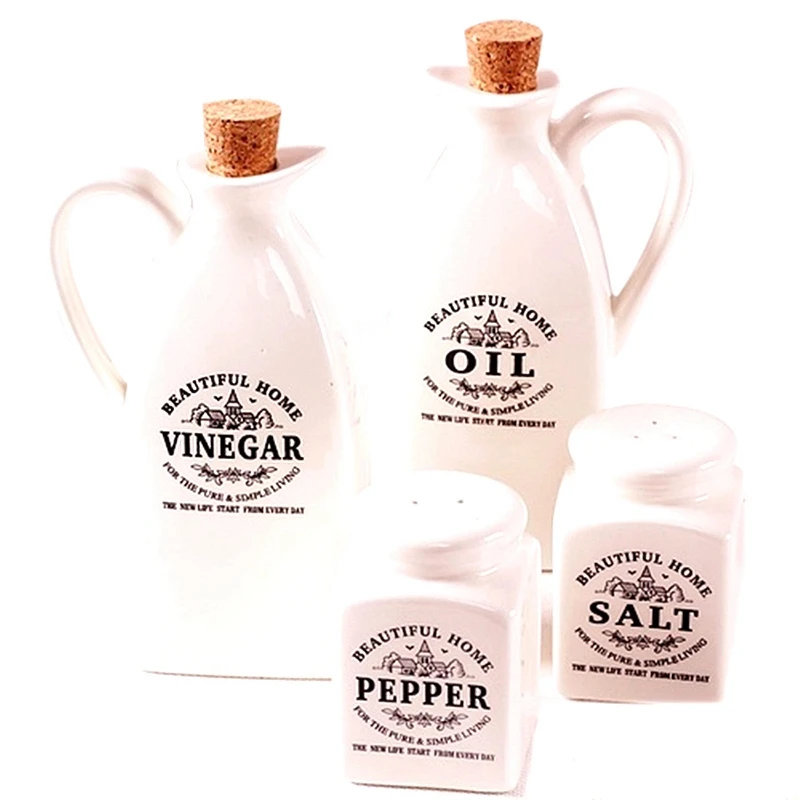 Горячая продажа 4 шт Керамическая баночка специй с деревянной пробкой кухонная