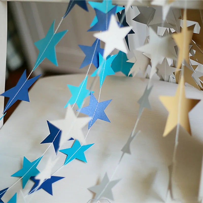 4 м красочная звезда плетение висячая бумага гирлянды цепочка баннер Свадьба