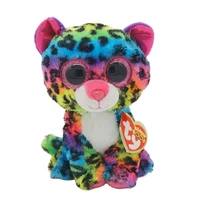 15 cm ty beanie boos big eyes colorful long tail baby leopard cute kids plush toy stuffed animal doll birthday gift for boy girl