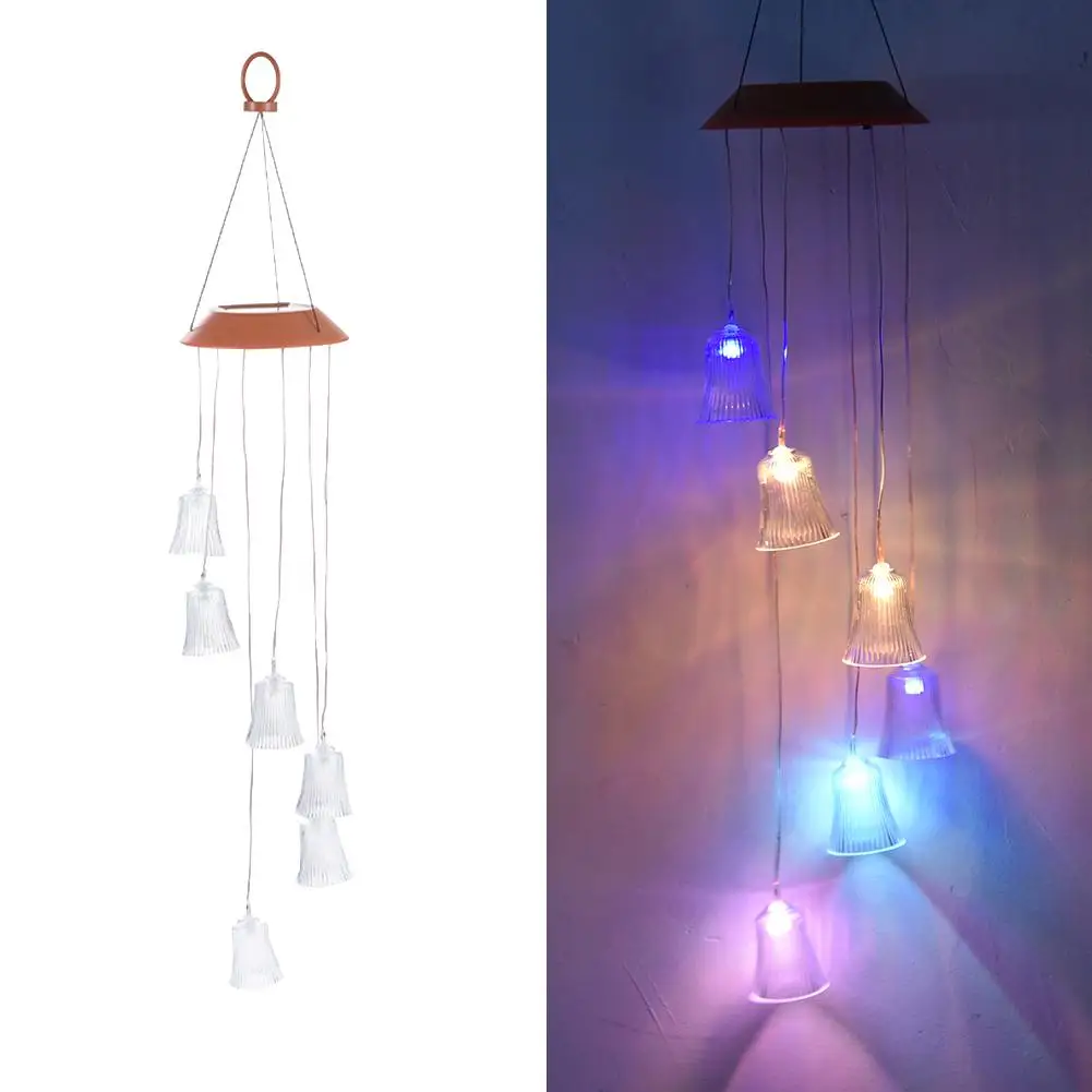 

LED Solar Wind Chime Christmas Bells Home Hanging Ornament Handmade Innovative Pendant Garden Decoration Light Christmas Decor
