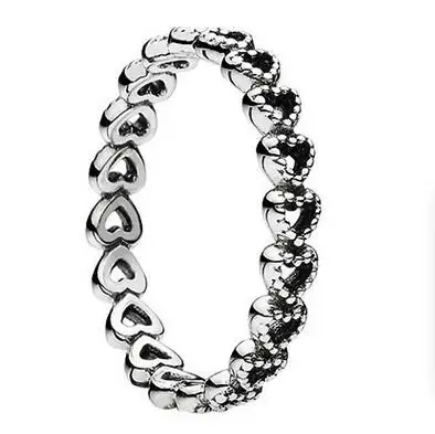 27 925 Sterling Silver Headband Ring Two Hearts and Valentine's Day Love Jewelry Ring - Main Stone Color: 27