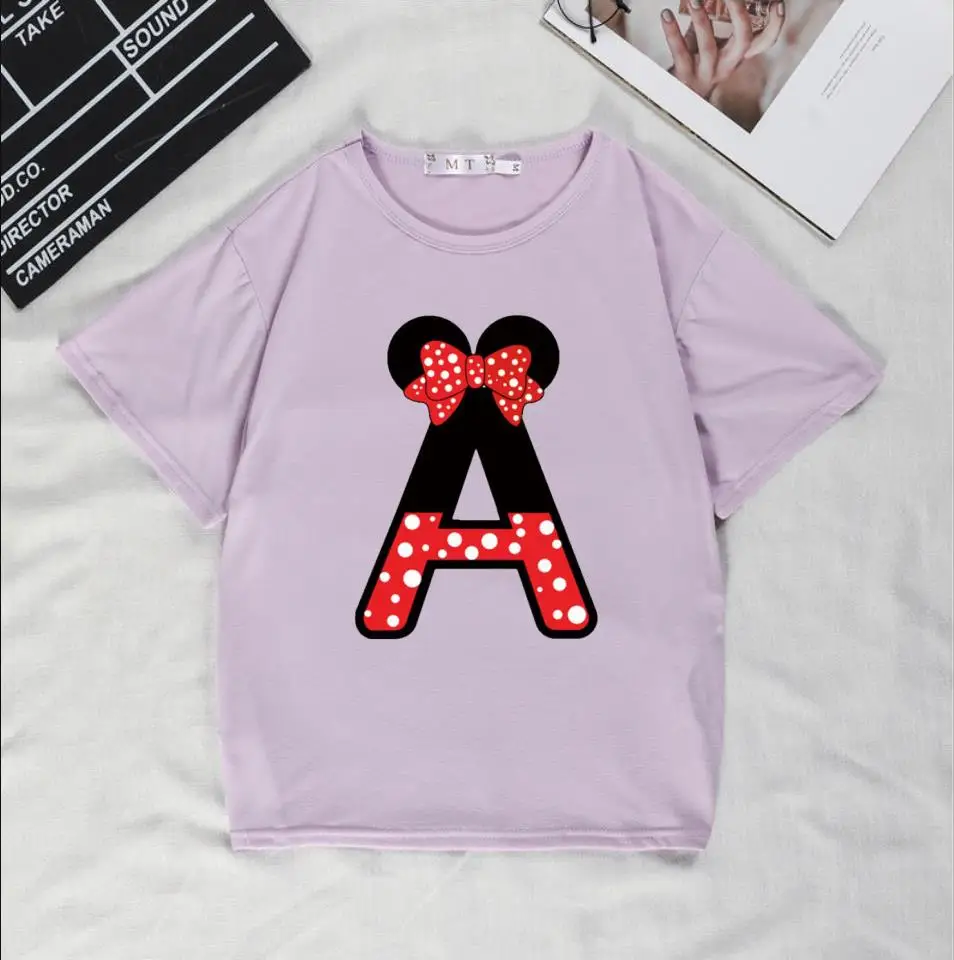 

2021 Name Letter Combination Women's High Quality Printing T-shirt Flower Letter Font A Short Sleeve Clothes Femal